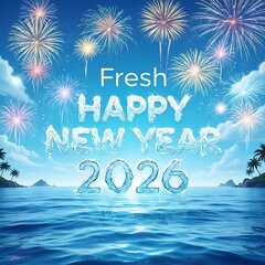 Fresh Ocean Water Happy New Year 2026 Banner