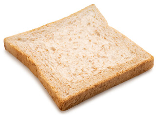 A slice of white whole wheat bread isolated on white background, Sliced white sandwich bread on White Background With clipping path, High resolution photography.
