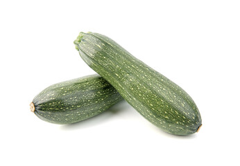 green zucchini vegetables isolated on white.