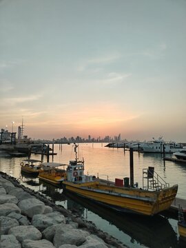 sunset in the harbor
