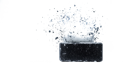 Dynamic Climbing Brick Shattering Impact on Transparent Background