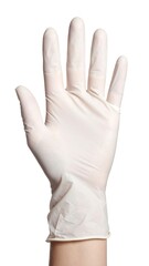 Obraz premium A single latex glove, off-white in color, on a hand