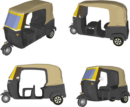 Vector sketch illustration of classic vintage ethnic retro bajai public transportation vehicle design from the past