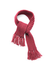 Red warm scarf on a white background