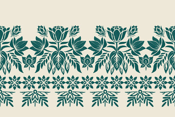 Ikat floral pattern on green background, vector illustration, Ikat ethnic oriental embroidery, Kilim pattern, Aztec style,baroque pattern.design for texture,fabric,clothing, wrapping,decoration,print