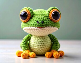 Mini Collectible Amigurumi Frog Toy &ndash; Handmade Crochet Plush