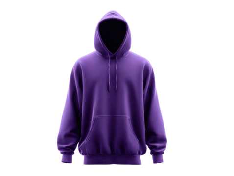 Purple hoodie for casual wear and street style on a transparent background, cut out