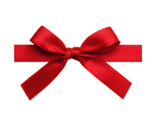 Elegant red bow for gift wrapping and decoration ideas on a transparent background, cut out