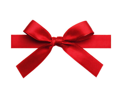 Elegant red bow for gift wrapping and decoration ideas on a transparent background, cut out
