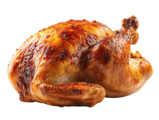 Juicy roasted chicken ready for a family dinner celebration on a transparent background, cut out