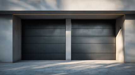 Contemporary minimalistic garages with sleek gates. Clean design, modern aesthetics, and functional architecture.