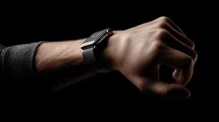 Close up of hand touching smartwatch with heart rate checking app on the screen.