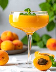 Refreshing apricot cocktail with mint garnish