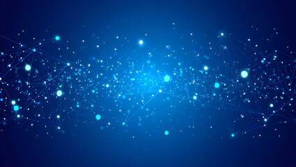 Obraz premium Abstract digital network with glowing blue connections on dark background 