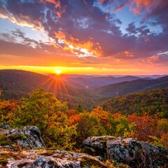 Autumn sunset over Appalachian mountains