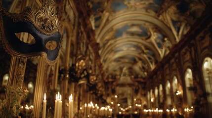 Obraz premium Venetian Masquerade in Ornate Baroque Palace
