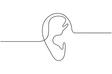 Human anatomy ear continuous one line drawing minimalist single elegant vector illustration