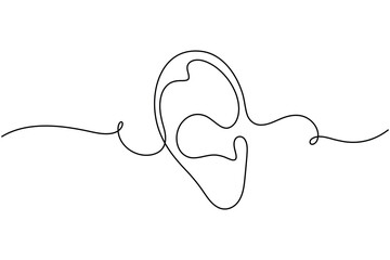 Human anatomy ear continuous one line drawing minimalist single elegant vector illustration