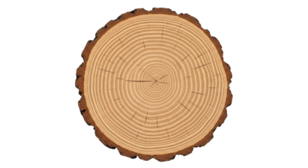 Isolated log cross section showing tree rings, detail of timber, wood grain, cut of tree stem
