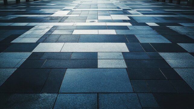 Geometric stone pavement pattern in urban outdoor setting