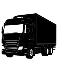 Silhouette of a modern semi-truck