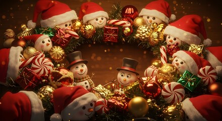 Naklejka premium santa claus and christmas decorations