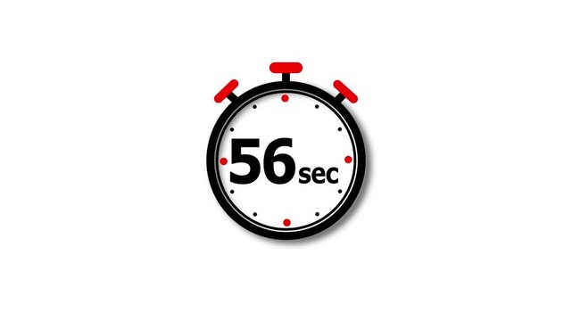 56 Sec clock icon animation. Clock 56-second icon Digital and analog clock 56 sec isolated on white background. and creating a stunning video.4k video.