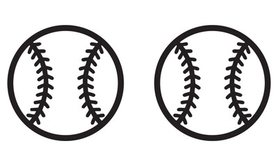 Vector illustration of a baseball icon with Black stitching detail
