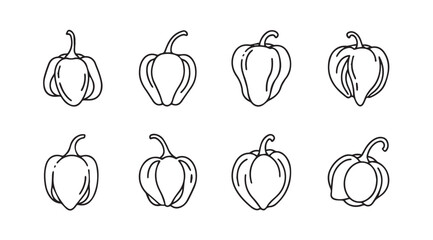 Hand drawn bell peppers collection set organic vegetables fresh produce sketch style isolated elements vector