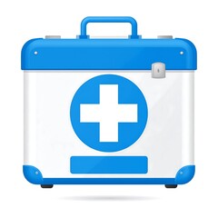 Blue and white medical first-aid kit