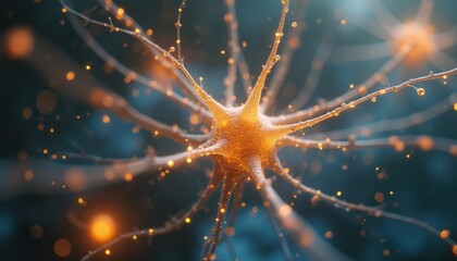 Digital rendering of a neuron in microscopic view
