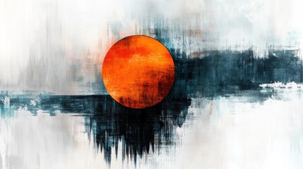 Abstract painting with circular brushstrokes in serene studio