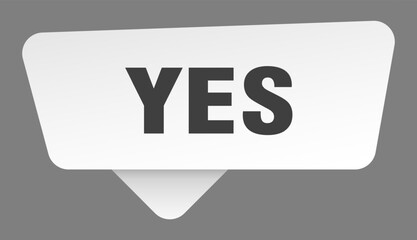 yes sign. yes white sticker isolated on gray background