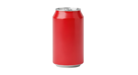 Isolated red aluminum can, single soda pop or beer container, refreshment and beverage