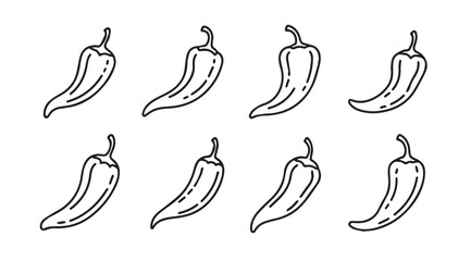 Hand drawn collection of chili peppers various shapes and sizes for culinary design projects vector