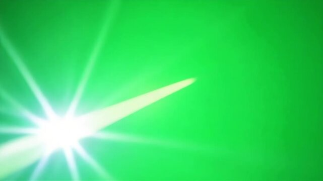 Powerful green laser beam shining brightly in the dark background
