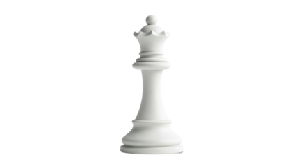 Isolated chess piece depicting a white queen standing ready for a game on the board