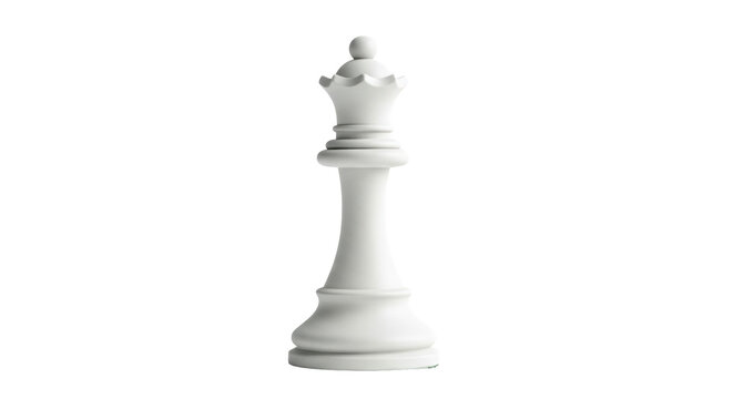 Isolated chess piece depicting a white queen standing ready for a game on the board