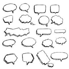 Fototapeta premium Collection of hand drawn speech bubbles and thought bubbles in various shapes and styles