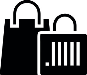 Digital shopping bags with barcode design for online store branding Vector illustration