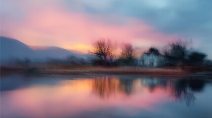 Obraz premium Soft, dreamy pastel reflections create a serene atmosphere, perfect for evoking calm and tranquility in various art and design projects.