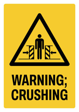 warning safety signs v3 uppercase text_warning ; crushing_portrait size a4/a3/a2/a1	 
