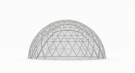 A geodesic dome isolated on white background, showcasing its intricate triangular structure and spherical shape, ideal for architectural and design projects