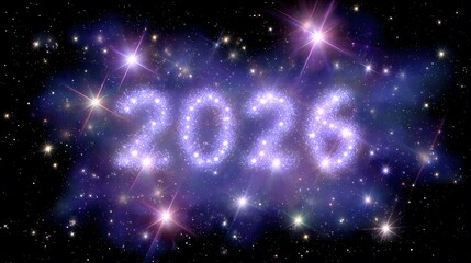 Happy New Year 2026 in Starry Galaxy