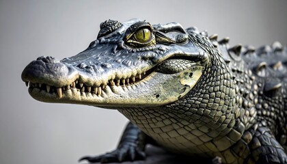 Obraz premium Close-up of a young crocodile's head and upper body