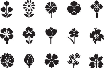 Collection of decorative floral silhouettes