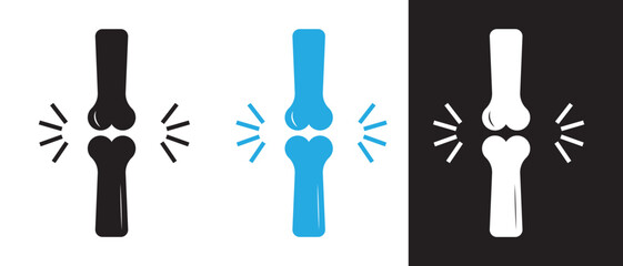 Arthritis Knee bones with Joint Pain Icon, knee pain icon, vector illustration.