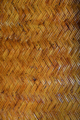 Close-up of woven bamboo wall texture