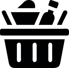Shopping basket full of assorted products ready for festive shopping Vector illustration