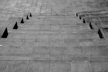 Modern concrete staircase at the park for background. Abstract empty.